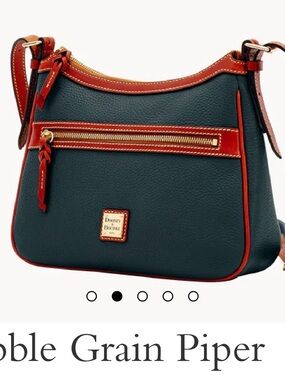 Dooney & Bourke Dark Green Pebble Grain Crossbody with Brown Trim